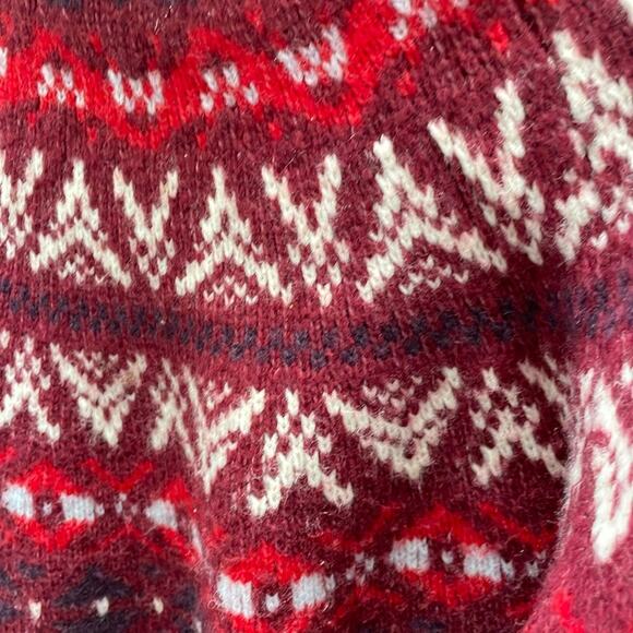 AMERICAN EAGLE Maroon Red Fair Isle Mockneck Sweater Size M - Picture 3 of 5